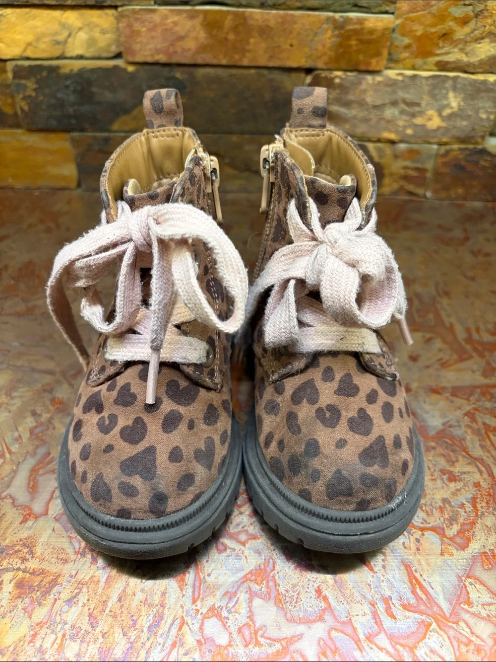 Kids Leopard Print Ankle Boots in Brown, Twin Girl